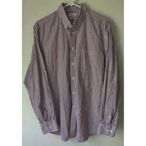 Faconnable Men's Striped 100% Cotton Button-Down Collar Dress Shirt Size 43/17